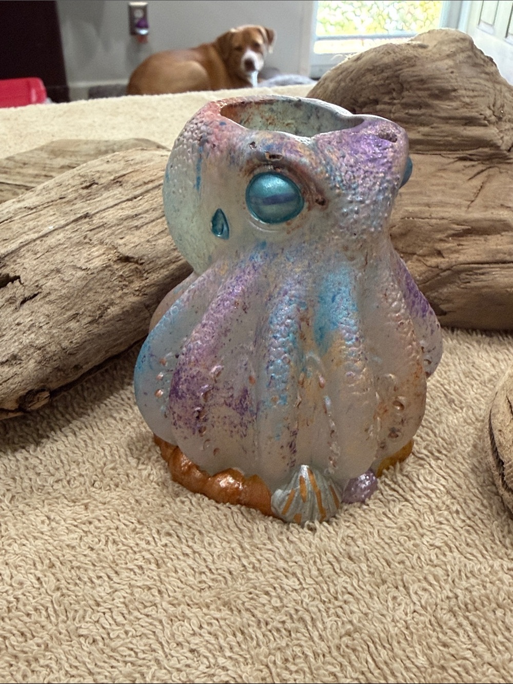 Iridescent Octopus Accent Vase in Blue and Purple